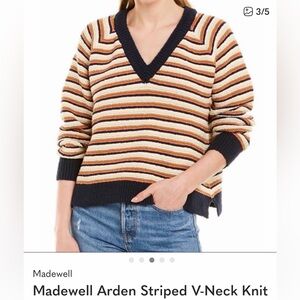 Madewell Multicolor Striped V-Neck Sweater